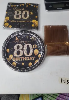 Jestar 739804523537 80th Birthday Decorations Black And Gold 24pcs Party Supply Pt5