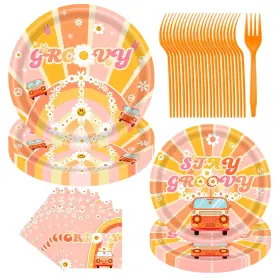 Jestar 782429159490 Groovy Party Decorations 96pcs Two One Birthday Plates Napkins