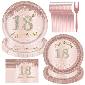 Jestar 782429159667 18th Birthday Decorations For Girls Rose Gold Plates Decor