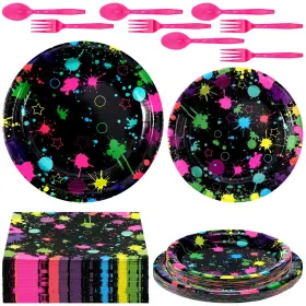 Jetec-labuy765gh Jetec 240 Pcs Neon Party Decorations Serves For 40 Guests Glow Birthday