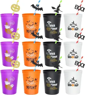 Jeufawn 759747027015 Halloween Party Cups - Set Of 12 16oz Stadium And Red