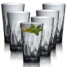 Jgirl 722929157282 Unbreakable Plastic Drinking Glasses Set Of 6 16oz Grey16oz
