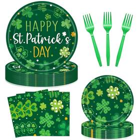 Jhfinely 765166988998 96 Pieces Happy St. Patricks Day Plates And Napkins 9inch 7inch Multicolor