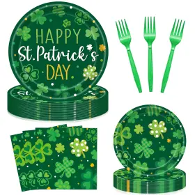 Jhfinely 765166988998 96 Pieces Happy St. Patricks Day Plates And Napkins 9inch 7inch Multicolor