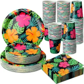 Jingmore 313086249219 200 Pcs Tropical Nights Hawaiian Aloha Party Supplies Serve 50 Guests Luau Paper