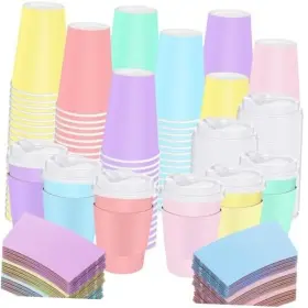 Che-jingmore-2957 Jingmore Easter Pastel Coffee Cups With Lids And Sleeves Paper Disposable 12 Oz 60 Che-jingmore-2957 Jingmore Easter Pastel Coffee Cups With Lids And Sleeves Paper Disposable 12 Oz 60