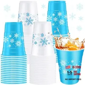 Jingmore-ipqaa123 Jingmore 60 Piecess Frozen Plastic Cups 16oz Disposable Blue White Snowflake Jingmore-ipqaa123 Jingmore 60 Piecess Frozen Plastic Cups 16oz Disposable Blue White Snowflake