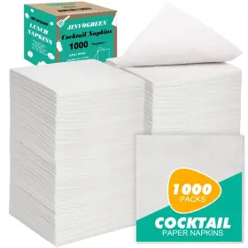 Jvg-ppnp2003 Jinvogreen 1000 Count Cocktail Napkins Bulk 2-ply 10.6 10.6in White