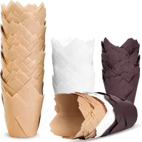 Ztdgy001 Jirngla 200pcs Tulip Cupcake Liners - Brown White Beige Natural