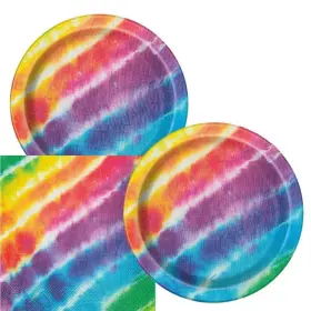 Jj Collections 767744270082 Tie Dye Happy Birthday Plates And Napkins Party Supplies 9 Inch P
