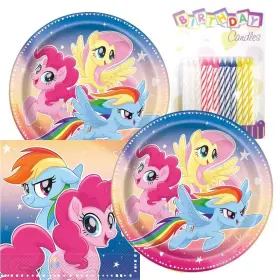 Jj Party Supplies 767744281569 My Little Pony Happy Birthday Plates And Napkins - 9 Inch Birt