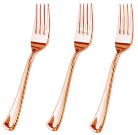 Jl Prime Rsgf100 100 Piece Rose Gold Plastic Forks Set Reusable And Recyclable Plast