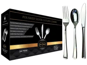 Slv300 Jl Prime 300 Piece Silver Plastic Silverware Set - Reusable And Recyclable Plas