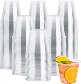 Jolly Chef 691197343638 300 Pack 9 Oz Clear Plastic Cups Disposable Party Heavy-duty