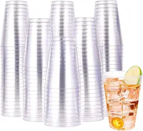 Jolly Chef 768894147330 16 Oz Clear Disposable Plastic Cups 100 Pack Heavy-duty