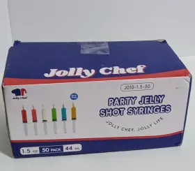 Jolly Chef 768894147378 50 Pack 1.5 Oz Halloween Jelly Syringes Shot Medium Containers With Lids Pe