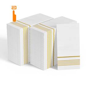 Jolly Chef Ntw-gold-600 600 Pack Paper Napkins 3-ply Guest Towels Disposable Dinner Gold-600 Gold
