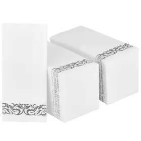 Jolly Party 748250567842 200 Pack Guest Towels Disposable Bathroom Soft And 12 X 17 Inches Silver