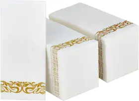 Jolly Party 748250567859 200 Pack Guest Towels Disposable Bathroom Soft And Linen 17x12 Inches Gold