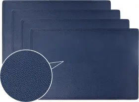 Jovono 720643320753 Faux Leather Placemats Pu Table Mats Set Of 4 C Blue Rectangle