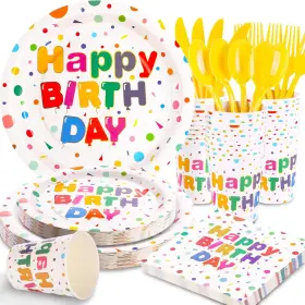 Joy Akkess 711181290622 175pcs Birthday Party Supplies Happy Plates And Napkins Set Includes B