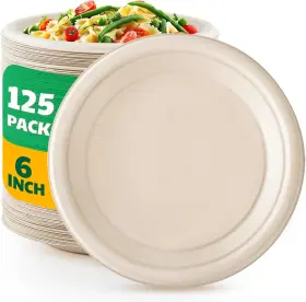Ddp-125b-6in Joyborn 125 Count Compostable Paper Plates 6 Inch Heavy Duty Nature