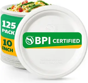 Ddp-125w-10in Joyborn 100% Compostable Paper Plates 10 Inch 125 Count Heavy Duty Disposable