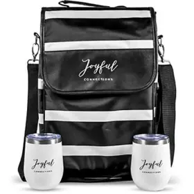 Joyful Connections 703355042519 Wine Carrier - Cooler Bag Large Black/white
