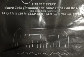 X156 Joyfull 859546001220 Black Table Skirt 29.5 Inch Look Of Cloth Decoration Elegant Party Olfin