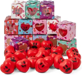14580 Joyin 28 Packs Valentine Heart Stress Balls Smile Face Squeeze Toys With