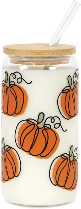 Fpg-1 Joyseller Fall Pumpkin Iced Coffee Cup Practical Birthday Gift 18oz Orange