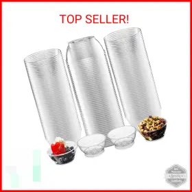 Joyserve 617566245433 Clear Mini Plastic Bowls - Bulk 100 Pack 6 Oz Disposable Premium Hard