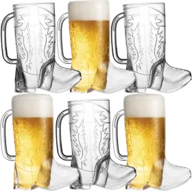 Joyserve 850033138474 Cowboy Boot Cups Pack Of 6 17oz And Cowgirl Drink Mugs Reusable Bpafree