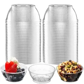 Joyserve 850033138634 50 Pack 6oz Clear Hard Plastic Bowls Disposable For Dessert Ice Cream