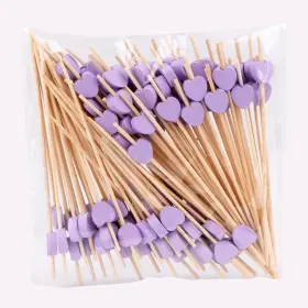 Jtmyaota 768640269767 New Best 100 Pack Fruit Toothpicks Heartshaped Bamboo Cocktail Picks Natural