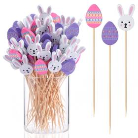Jtmyaota L0009 100 Pack Easter Toothpicks For Appetizers 4.7 Inch Natural Bamboo Cocktail Picks
