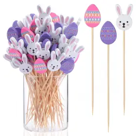L0009 Jtmyaota 100 Pack Easter Toothpicks For Appetizers 4.7 Inch Natural Bamboo Cocktail Picks