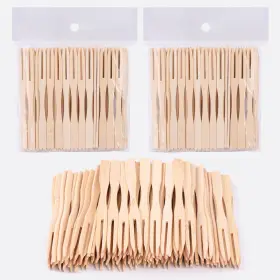 L0020 Jtmyaota 200 Pack Bamboo Cocktail Forks 3.5 Inch Natural Toothpicks For
