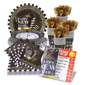 Jubi 850057009033 New Years Party Supplies For 30 Black Gold Dinner Plates 2025 Nye Decor