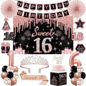 P-bqcr-16f Juesly Sweet 16 Birthday Decorations For Girls 32pcs 16th Party