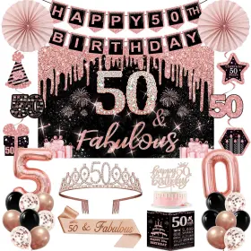 P-bqcr-50f Juesly 50th Birthday Decorations For Women 32pcs Party Includ
