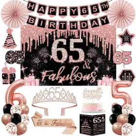 P-bqcr-65f Juesly 65th Birthday Decorations For Women 32pcs Party Inc