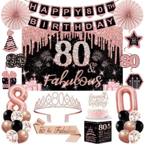 P-bqcr-80f Juesly 80th Birthday Decorations For Women 32pcs Party Inc