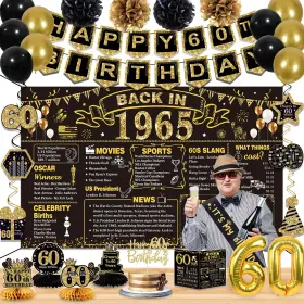 Pfw-x-1965h Juesly 60th Birthday Decorations For Men Women32pcs Party Kitsinclud Inch