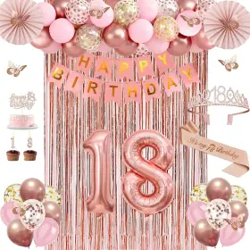 Yuqcr-f18 Juesly 18th Birthday Decorations For Girls Rose Gold 18 He