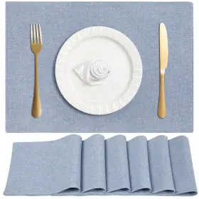 Jlcd002 Jukercici Linen Cloth Double Layers Placemats Cotton Woven Large Sky Blue