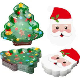 12991 Julbear 100 Pcs Christmas Paper Plates And Napkins Sets Disposable Tree De