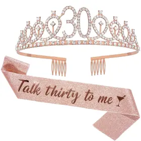 Junyruny 048518987178 30th Birthday Sash And Tiara Set Decorations For Her Birth