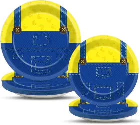 Jj0284 Justforjoyful 48pcs Yellow Cartoon Paper Plates Dinner Party Decoration