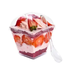 Jutoarts 705114931652 50 Pack 6oz Small Reusable Serving Dessert Cups With Lid And Spoon